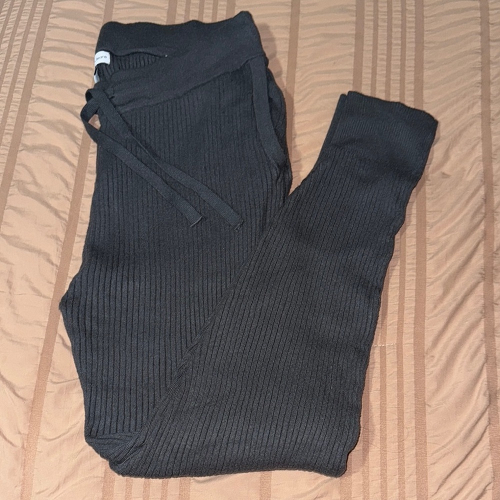 Calvin Klein Black Ribbed Knit Pants